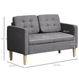 HOMCOM Grey Loveseat Sofa under-seat storage compartment open
