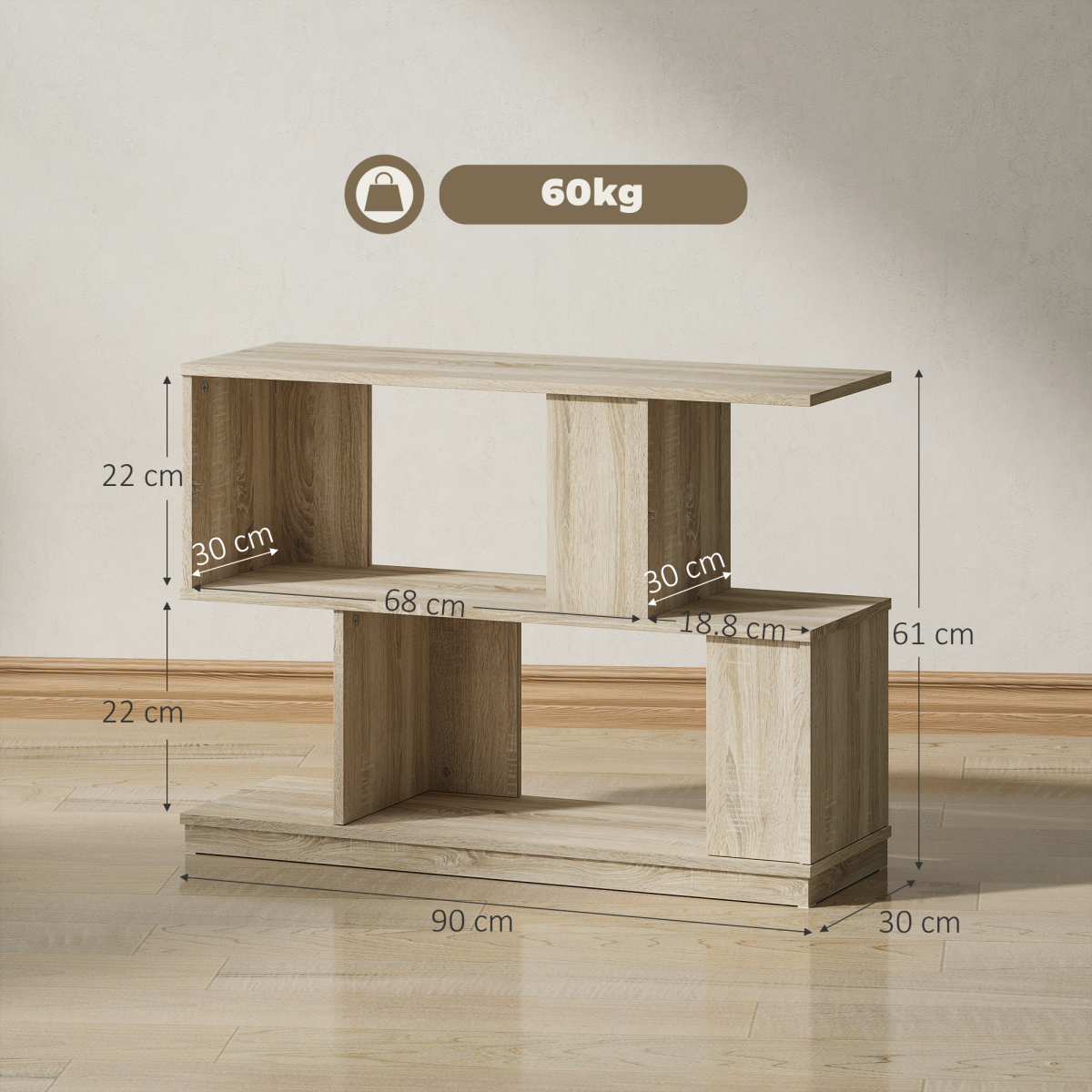 Rattan-Effect 3-Tier S-Shape Side & Coffee Table – Narrow Display Stand for Small Spaces