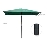 Outsunny 3x2m Patio Parasol with Tilt & Crank Handle, 6 Ribs, UV-Resistant Canopy – Garden Sun Shade, Green
