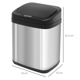 HOMCOM 20L Stainless Steel Automatic Sensor Kitchen Bin with Removable Bucket