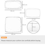 Outsunny Replacement Cover Set for Garden Rattan Sofa – 14-Piece Polyester Cushion Covers, No Cushions, Grey