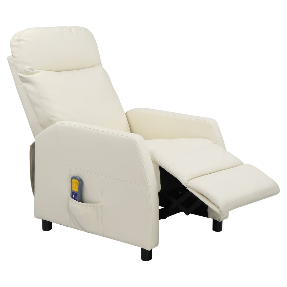 Electric Massage Recliner Chair with 6-Point Vibration & Heat – Home Lounge TV Chair, Cream PU Leather