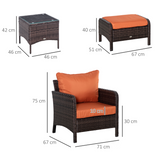 Outsunny 2 Seater PE Rattan Garden Furniture Set with Glass Top Table – Patio Conversation Set, Brown
