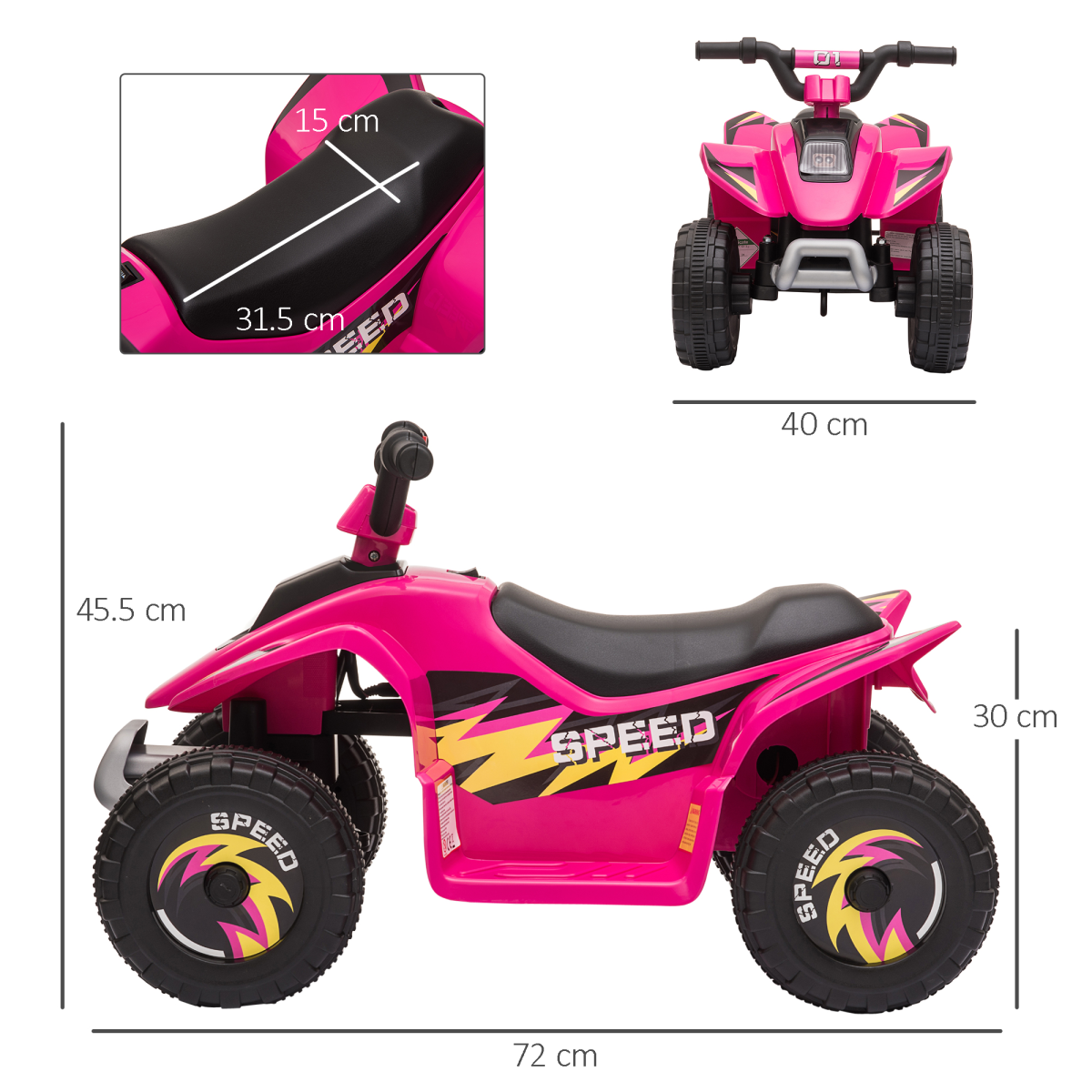 HOMCOM 6V Kids Electric Ride-On Car with Big Wheels – Forward & Reverse Toddler Toy Car for 18-36 Months, Pink