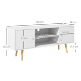 Minimalist TV Stand with Cable Management & Solid Wooden Legs – Scandi Living Room Storage, White