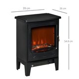 HOMCOM Freestanding Electric Fireplace Stove with Flame Effect, 900W/1800W – Glass Front, Overheat Protection
