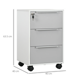 HOMCOM 3-Drawer Mobile File Cabinet with Central Lock and Swivel Casters – Home Office Storage Chest