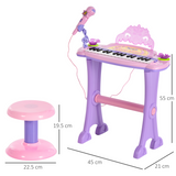 HOMCOM Kids 32-Key Electronic Keyboard with Microphone & Stool – Mini Organ Piano Toy for Ages 3-6