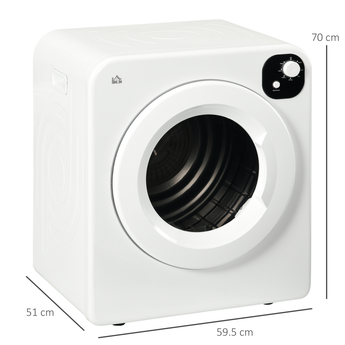 HOMCOM 6kg Vented Tumble Dryer with 7 Drying Programmes – Space-Saving Laundry Dryer, White