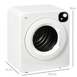 HOMCOM 6kg Vented Tumble Dryer with 7 Drying Programmes – Space-Saving Laundry Dryer, White