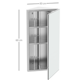 HOMCOM Stainless Steel Floating Corner Cabinet with Mirror & 3 Storage Layers – Wall-Mounted Bathroom Cupboard