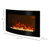 HOMCOM Wall Mounted Curved LED Electric Fireplace Heater with 7 Flame Colours & Side Lights