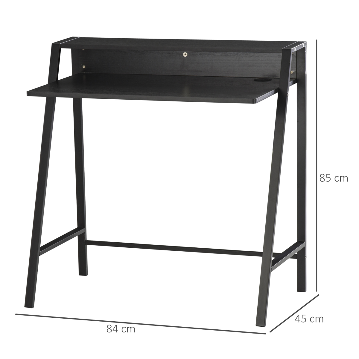 HOMCOM Computer Desk with Two-Tier Worktop and Upper Storage Shelf – Home Office Study Table, 85cm