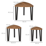 3-Piece Stackable Coffee Table Set with Walnut-Effect MDF Tops & Steel Frames – Nesting Tables