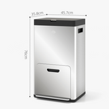 HOMCOM 56L 3-Compartment Stainless Steel Recycling Pedal Bin with Wheels – Kitchen Waste Sorter