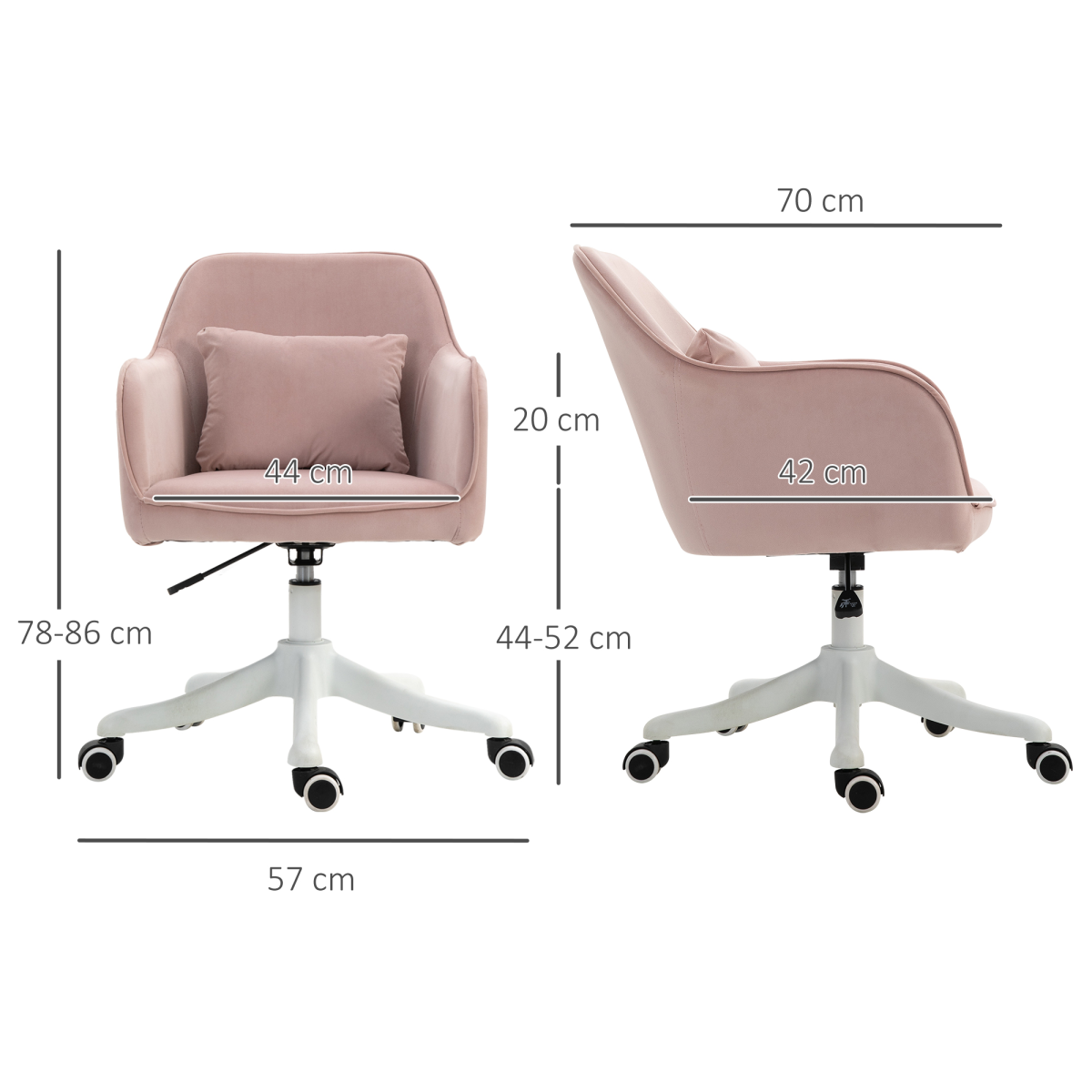 Vinsetto Velvet-Feel Office Chair with Rechargeable Massage Lumbar Pillow – Tub Back Swivel Desk Chair