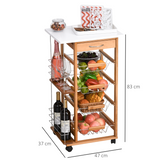 HOMCOM Multifunction Kitchen Island Trolley with Drawer, Side Racks & Castor Wheels – Brown
