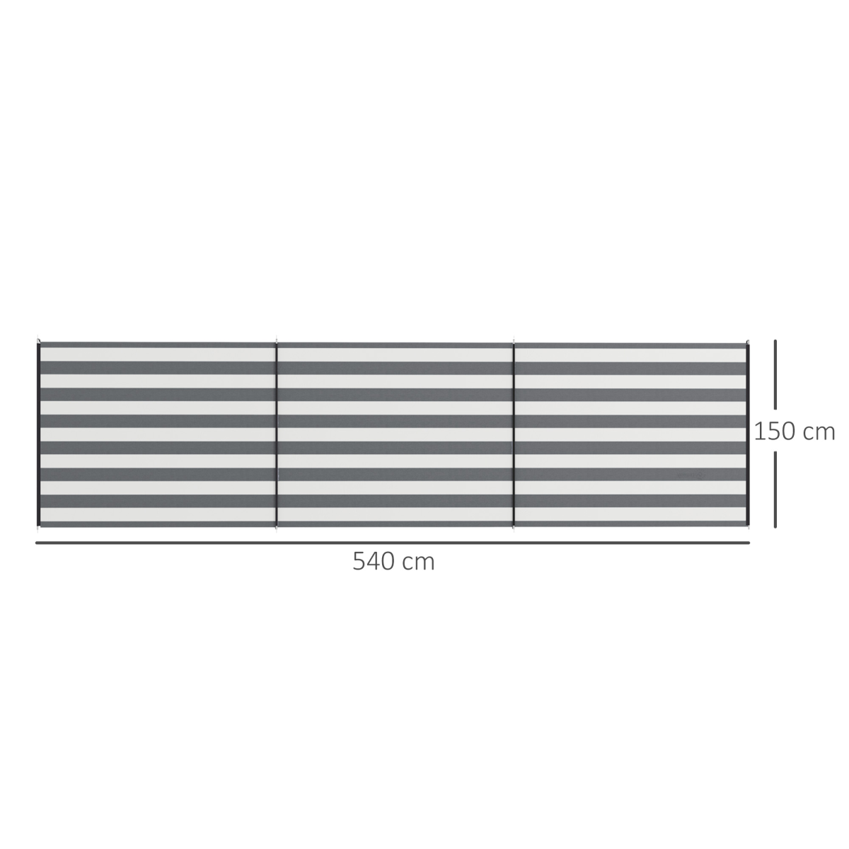 Outsunny Camping Windbreak – 540 x 150cm Portable Privacy Screen with Steel Poles, Grey and White