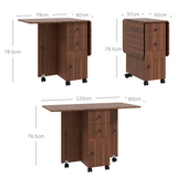 HOMCOM Folding Drop Leaf Dining Table with Drawers, Cupboard & Shelf – Space-Saving Kitchen Table, Distressed Brown