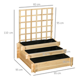 Outsunny 3 Tier Wooden Garden Planters with Trellis for Vine Climbing Plants