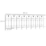 Outsunny 8-Piece Decorative Garden Fence Panels, 3.8m Total Length – Flower Bed Border & Animal Barrier