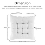 Plain Tie-On Seat Pad Cushions, Set of 4 – Soft Cotton-Cover Chair Pads for Dining, Kitchen & Garden, Grey
