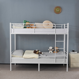 Twin Over Twin Metal Bunk Bed with Ladder, Full-Length Guard Rail & Under-Bed Storage – White