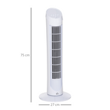 HOMCOM 30" Quiet Tower Fan with 3 Speeds & Noise-Reduction Design – Bedroom & Office Cooling, White