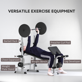 HOMCOM Adjustable Weight Bench with Squat Rack, Leg Developer & Plate Storage – Home Gym Workout Bench, Grey