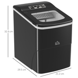HOMCOM Countertop Ice Maker 12kg/24h with Scoop & Basket – Compact Home or Office Ice Machine, Black