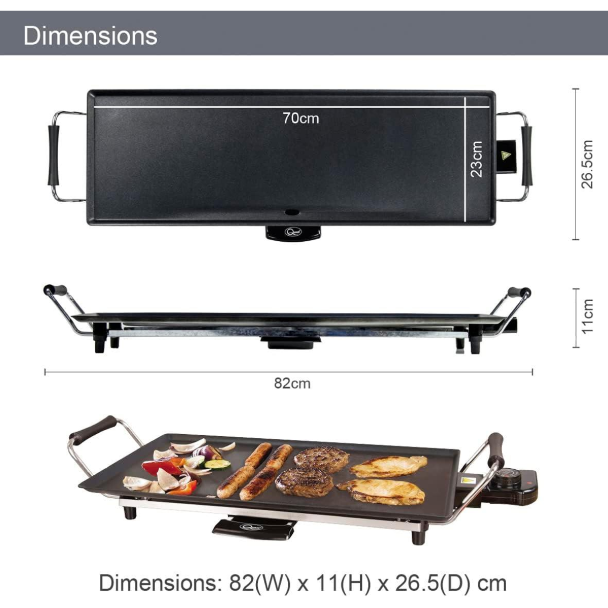 Quest X70 Electric Teppanyaki Grill, 1800W with Non-Stick Plate, Drip Tray and 8 Spatulas – Tabletop Cooking