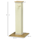 PawHut 80cm Cat Scratching Post with Sisal Rope & Toy Ball – Indoor Cat Scratcher, White