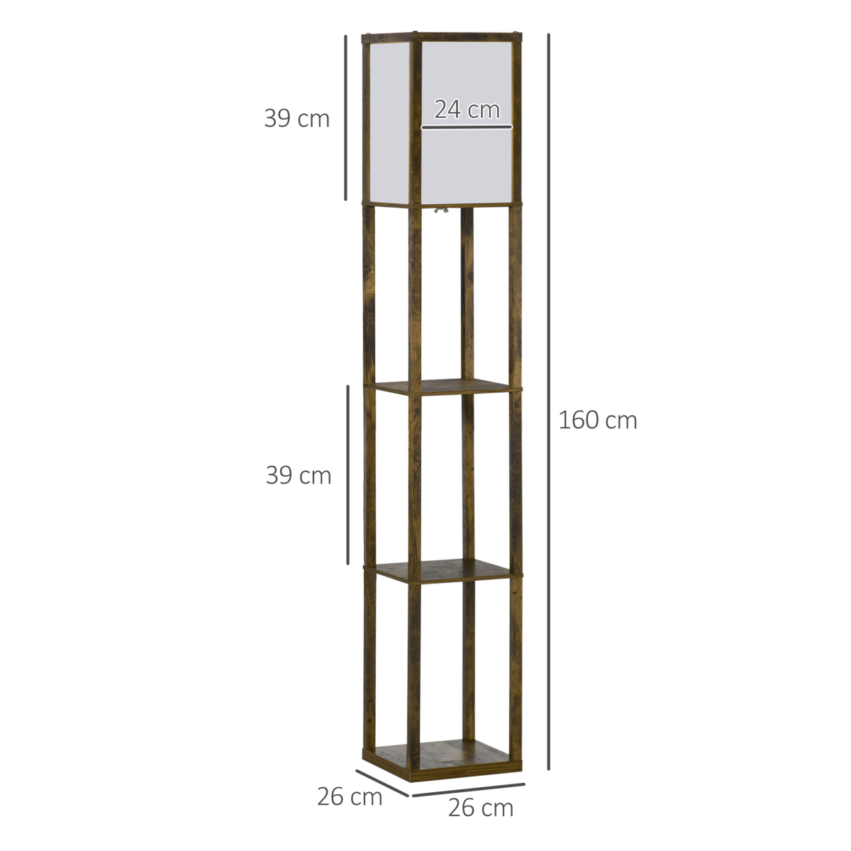 Storage Shelf Floor Lamp – Brown