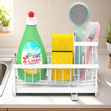 VINSANI Sink Sponge Holder with Removable Dividers and Drainage – Kitchen Organiser, White