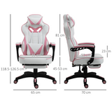 Vinsetto Reclining Racing Gaming Chair with Footrest & 170° Recline – Ergonomic Office Chair, Pink