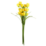 Leaf 80cm Artificial Tulip Stem with Three Silk Flowers and Wired Stem – Yellow