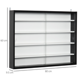 HOMCOM 5-Tier Wall Display Cabinet with Glass Doors & Adjustable Shelves – Collectibles Storage, Black/White