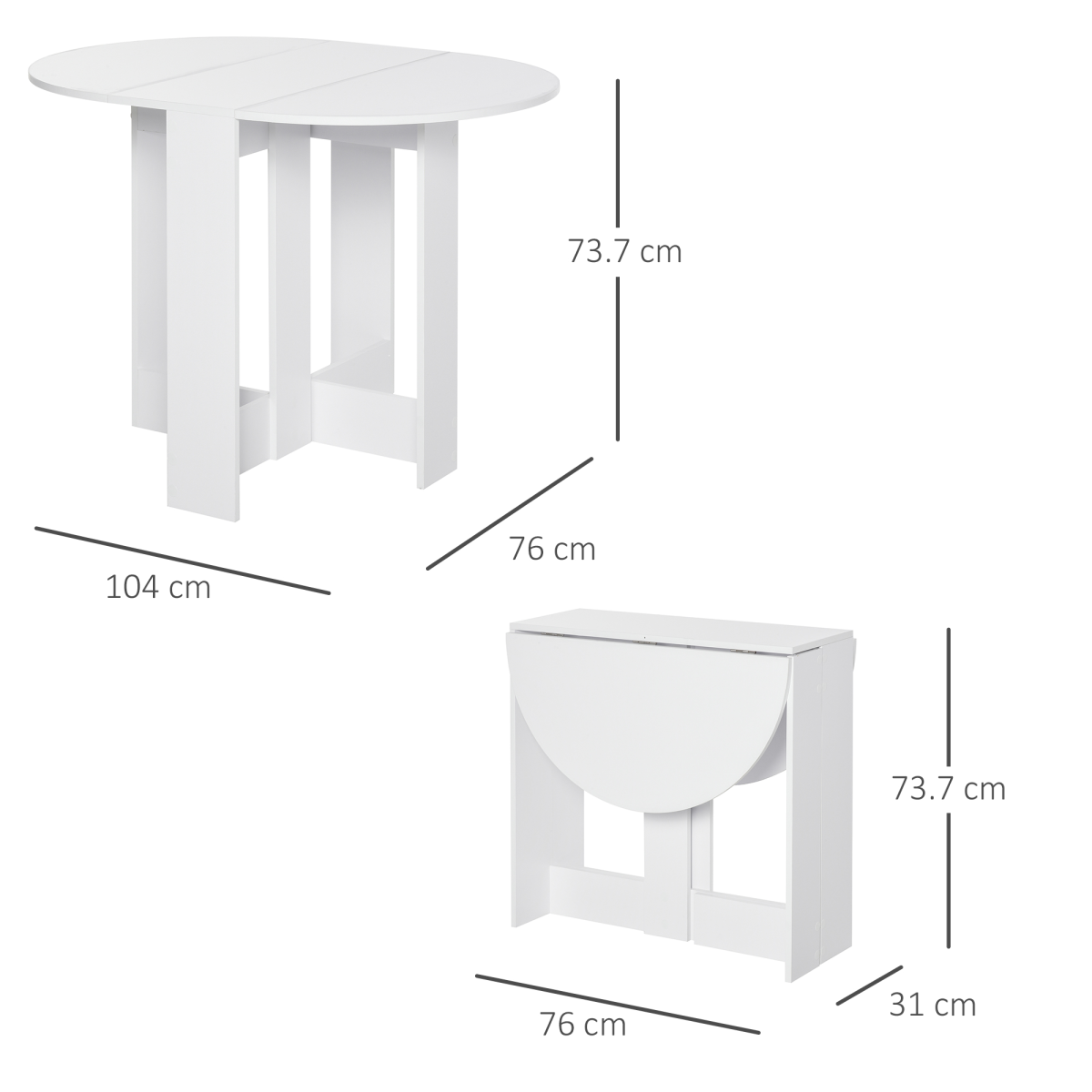 HOMCOM Folding Drop Leaf Dining Table – Space-Saving Kitchen Bar & Console Table for Small Spaces