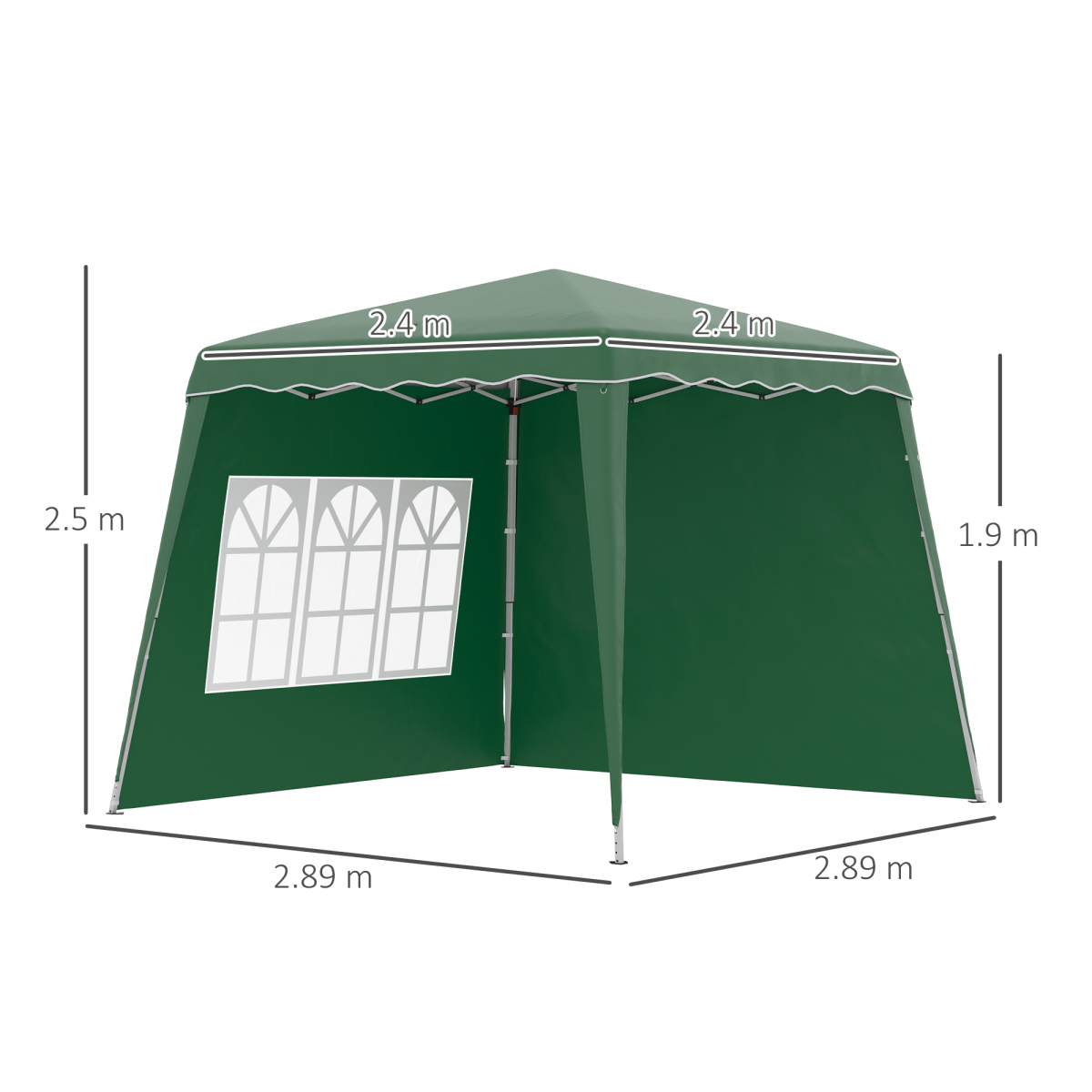 Outsunny 2.4 x 2.4m UV50+ Pop Up Gazebo with Removable Walls, Adjustable Legs & Carry Bag – Garden Canopy Tent, Green