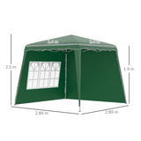 Outsunny 2.4 x 2.4m UV50+ Pop Up Gazebo with Removable Walls, Adjustable Legs & Carry Bag – Garden Canopy Tent, Green