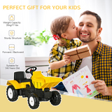 Kids Ride-On Excavator with Working Bucket, Tow Hook and Pedal Power – Garden Digger, Yellow