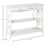 HOMCOM Console Table with 2 Drawers and Open Shelves – Hallway Side Desk, White