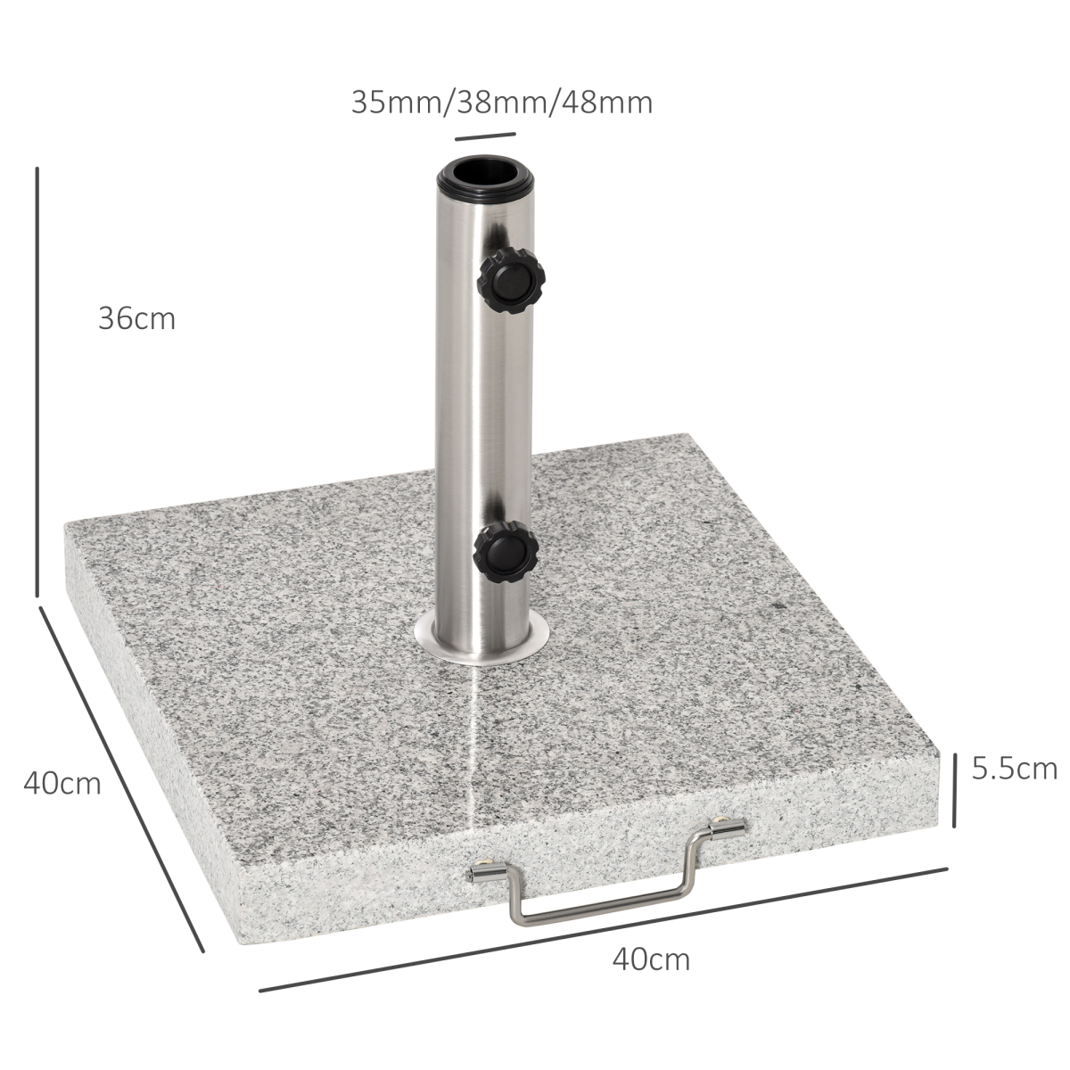 Outsunny 25kg Marble Umbrella Base with Wheels & Handle – Stabilising Parasol Stand, Hemp Grey