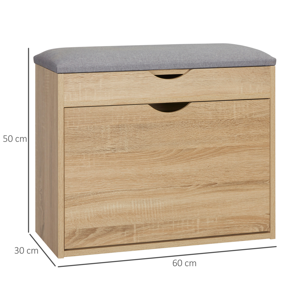 HOMCOM Entryway Shoe Bench with Cushion & Storage Cabinet – Hallway Seat, Natural
