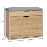 HOMCOM Entryway Shoe Bench with Cushion & Storage Cabinet – Hallway Seat, Natural