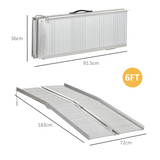 HOMCOM Folding Aluminium Wheelchair Ramp 183 x 72cm with Guardrails & Carry Handle – 270kg Mobility Scooter Ramp