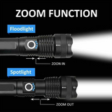USB Rechargeable LED Flashlight with 5 Lighting Modes and Zoom – Camping and Hiking Torch, Black