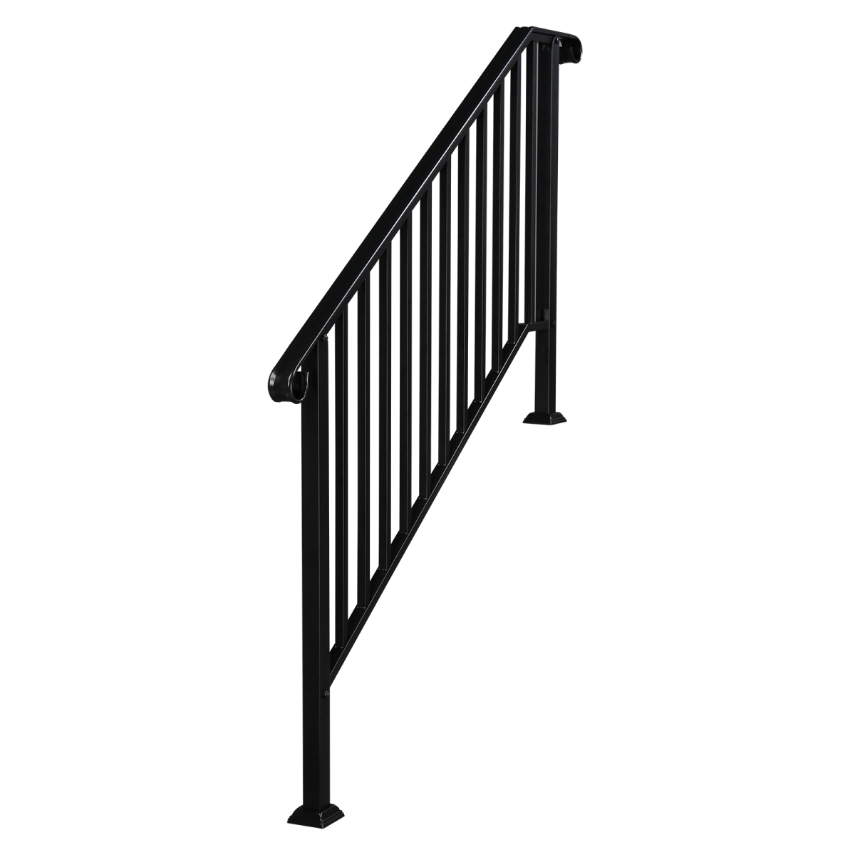 Artisasset Matte Black Galvanised Iron Handrail for 4 or 5 Garden Steps – Outdoor Stair Rail with Fixings
