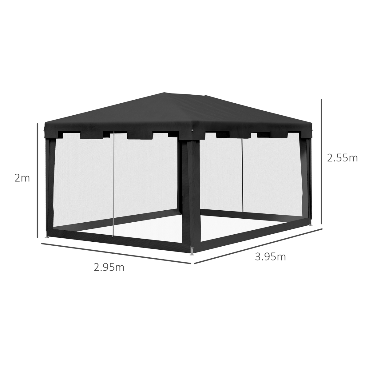 Outsunny 4 x 3m Waterproof Party Tent Gazebo with Zipped Mesh Curtains – Metal Frame, Garden Events