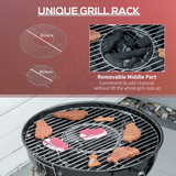 Outsunny Portable Kettle Charcoal BBQ Grill & Smoker with Lid, Thermometer, Wheels & Cover – Black